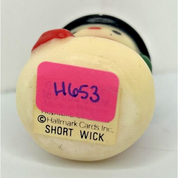 Vintage Hallmark Short Wick Snowman Candle 2" SKU H653 - Picture 3 of 3